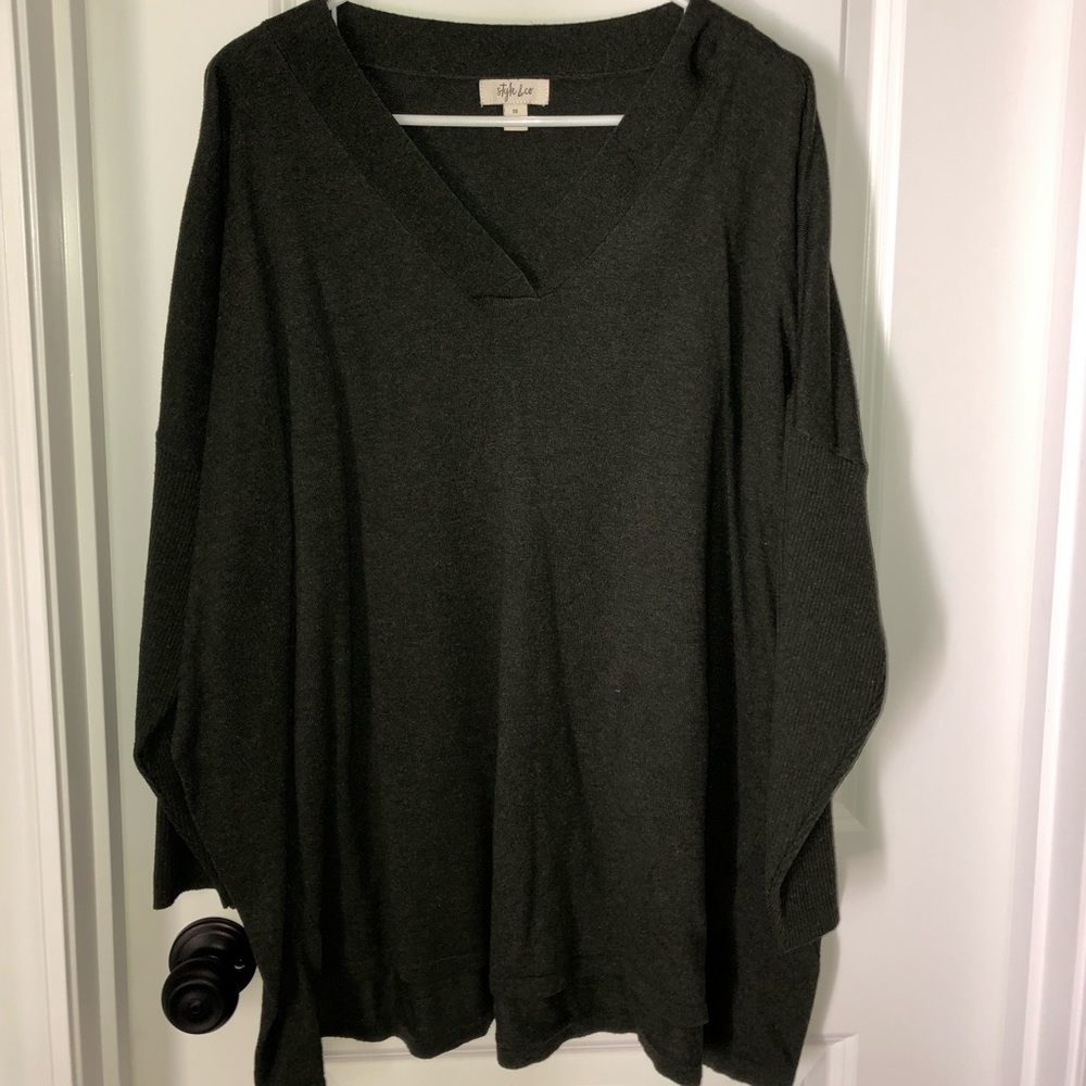 Style & Co 3X Dark Green V-Neck Sweater